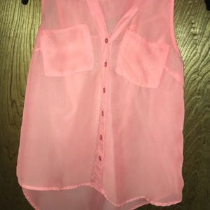 Two sheer button up tank tops